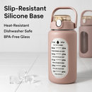 Glass Water Bottle with Straw and Time Marker