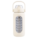 Glass Water Bottle with Straw and Time Marker