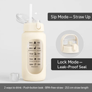 Glass Water Bottle with Straw and Time Marker