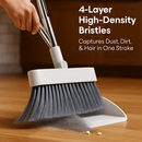 4-in-1 Upright Broom and Dustpan Set - Stainless Steel Handle by LJGDeals