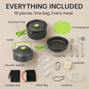 Camping Cookware Set 16Pcs Pot Pan Kettle with Bowls by LJGDeals