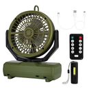 Oscillating Camping Fan with Flashlight, Remote Control by LJGDeals