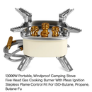 Five-Head Windproof Camping Stove with Piezo Ignition by LJGDeals