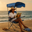 Foldable Beach Canopy Chair with Cup Holder by LJGDeals