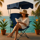 Foldable Beach Canopy Chair with Cup Holder by LJGDeals