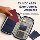 Travel Passport Wallet 12Cells Ticket ID Credit Card Holder Water Repellent Documents Phone Organizer Zipper Case Business Trip Daily Use by LJGDeals