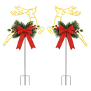 2Pcs Christmas Lighted Reindeer Decoration LED Pathway Stake Lights Battery Powered for Outdoor Garden Lawn Porch Front Door Patio Holiday Decor by LJGDeals