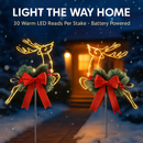 2Pcs Christmas Lighted Reindeer Decoration LED Pathway Stake Lights Battery Powered for Outdoor Garden Lawn Porch Front Door Patio Holiday Decor by LJGDeals