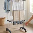 Clothes Drying Rack with Rolling Wheels and Side Wings by LJGDeals