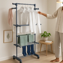 Clothes Drying Rack with Rolling Wheels and Side Wings by LJGDeals