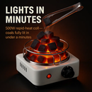 Electric Charcoal Burner 500W Hookah Charcoal Burner Compact Coal Burner for Hooka Cubes Shisha with Grill and Tongs 5 Temperature Gears 338℉-1022℉ Th