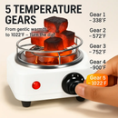 Electric Charcoal Burner 500W Hookah Charcoal Burner Compact Coal Burner for Hooka Cubes Shisha with Grill and Tongs 5 Temperature Gears 338℉-1022℉ Th