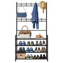 Entryway Coat Rack and Shoe Storage Shelf Black 4-Tier by LJGDeals