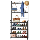 Entryway Coat Rack and Shoe Storage Shelf Black 4-Tier by LJGDeals