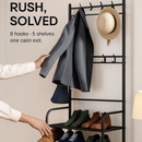 Entryway Coat Rack and Shoe Storage Shelf Black 4-Tier by LJGDeals