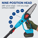 2-IN-1 Cordless Pole Saw And Mini Chainsaw With Extension Pole 21V Battery 6” Electric Brushless Pole Chainsaw with Digital Display Auto Oiler Safety by LJGDeals