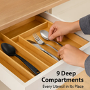 Bamboo Expandable Cutlery Tray Organizer with Dividers by LJGDeals