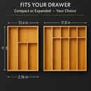 Bamboo Expandable Cutlery Tray Organizer with Dividers by LJGDeals