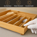 Bamboo Expandable Cutlery Tray Organizer with Dividers by LJGDeals