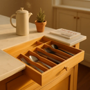 Bamboo Expandable Cutlery Tray Organizer with Dividers by LJGDeals