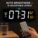 LED Digital Wall Clock with Remote - 12/24h, 3 Alarms by LJGDeals