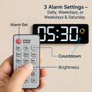 LED Digital Wall Clock with Remote - 12/24h, 3 Alarms by LJGDeals