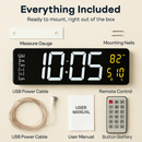 LED Digital Wall Clock with Remote - 12/24h, 3 Alarms by LJGDeals
