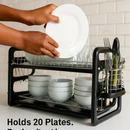 2 Tier Iron Dish Drying Rack for Kitchen Counter Storage by LJGDeals