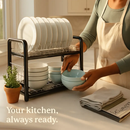 2 Tier Iron Dish Drying Rack for Kitchen Counter Storage by LJGDeals