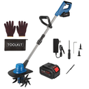 800W 21V Cordless Tiller Cultivator 3.0Ah Battery Powered Tiller with 8.66" Width 6.69" Depth Manganese Steel Tines for Soil Cultivation Weeding Garde by LJGDeals