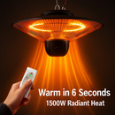 1500W Outdoor Patio Heater Electric Hanging Heated Ceiling Mounted Heating Lamp IP23 Waterproof with 3 Heating Levels 30Mins/60Mins Timer 2 Remote Con by LJGDeals
