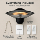 1500W Outdoor Patio Heater Electric Hanging Heated Ceiling Mounted Heating Lamp IP23 Waterproof with 3 Heating Levels 30Mins/60Mins Timer 2 Remote Con by LJGDeals