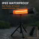 1500W Infrared Heater With Stand Electric Outdoor Patio Heater IP65 Waterproof Tripod Wall Mount with 2 Remotes 3 Heating Levels for Home Restaurant Y by LJGDeals