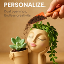 Girl Face Planter Pot with Dual Openings for Succulents by LJGDeals