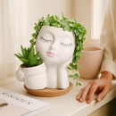 Girl Face Planter Pot with Dual Openings for Succulents by LJGDeals