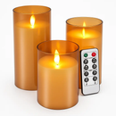 Flameless Battery-Operated Glass Pillar Candles with Remote by LJGDeals