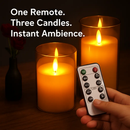 Flameless Battery-Operated Glass Pillar Candles with Remote by LJGDeals