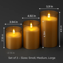 Flameless Battery-Operated Glass Pillar Candles with Remote by LJGDeals