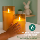 Flameless Battery-Operated Glass Pillar Candles with Remote by LJGDeals