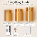Flameless Battery-Operated Glass Pillar Candles with Remote by LJGDeals