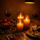Flameless Battery-Operated Glass Pillar Candles with Remote by LJGDeals