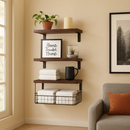 2-in-1 Floating Shelves with Storage Basket by LJGDeals