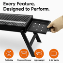 Foldable Charcoal BBQ Grill with Shelf for Camping by LJGDeals