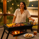 Foldable Charcoal BBQ Grill with Shelf for Camping by LJGDeals