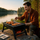 Foldable Charcoal BBQ Grill with Shelf for Camping by LJGDeals