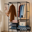 Metal Garment Rack with Shelves and Dual Hanging Rods by LJGDeals