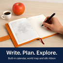PU Leather Cover Notebook Memopad with Calendar World Map and Silk Ribbon by LJGDeals
