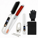 2 In 1 Ceramic Hair Straightener Flat Iron Cordless Hair Straightener Brush Hair Portable Styling Iron with Carry Bag Anti-scald Gloves 2 Hairpins by LJGDeals