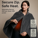 USB Heated Blanket Shawl Wrap with Zipper by LJGDeals