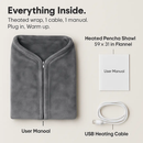 USB Heated Blanket Shawl Wrap with Zipper by LJGDeals